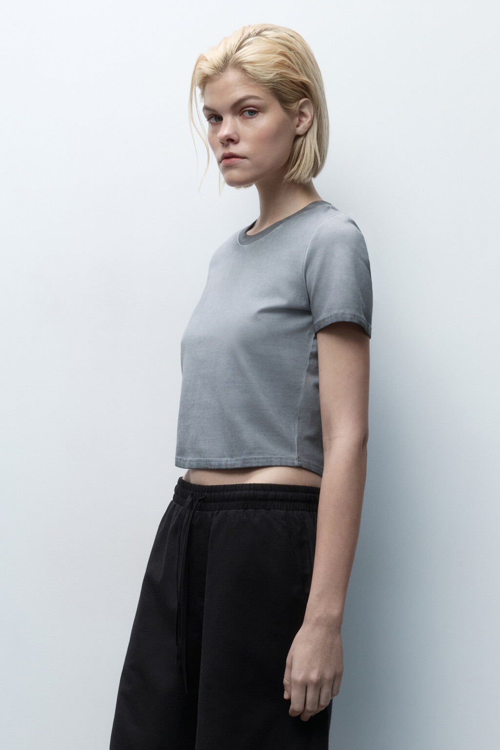 Футболка-топ из вареного трикотажа - цвет серый - 3