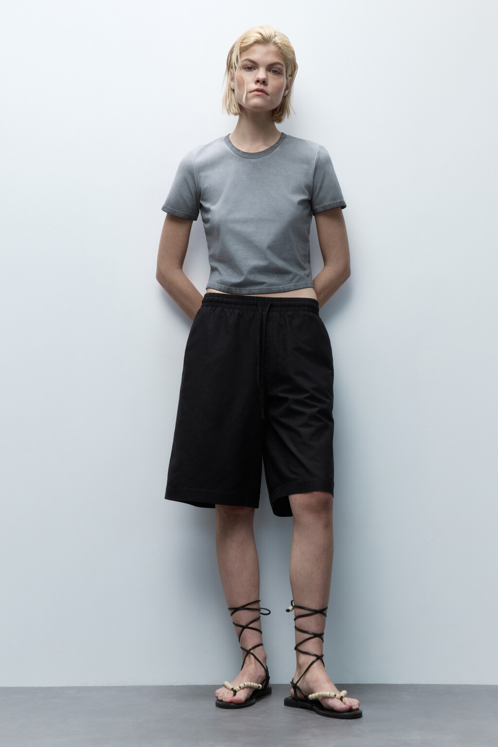 Футболка-топ из вареного трикотажа - цвет серый - 5