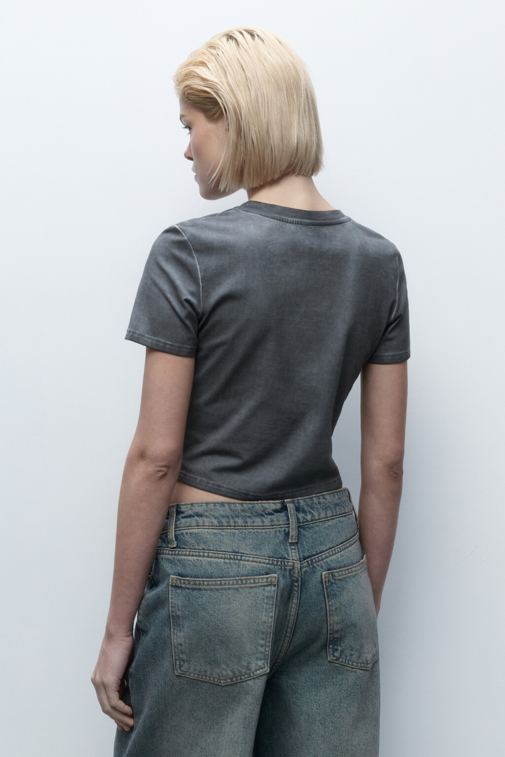 Футболка-топ из вареного трикотажа - цвет серый - 3