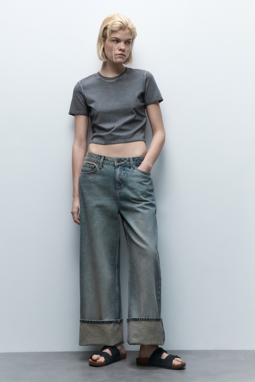 Футболка-топ из вареного трикотажа - цвет серый - 4