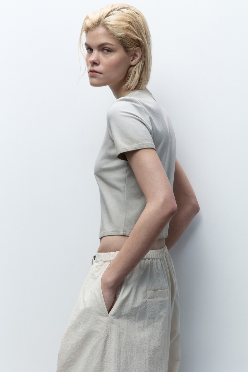 Футболка-топ из вареного трикотажа - цвет бежевый - 1