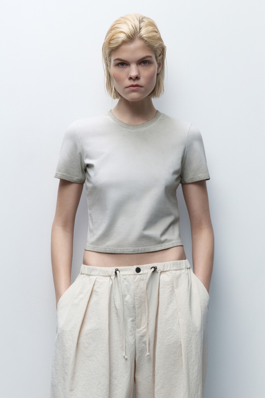 Футболка-топ из вареного трикотажа - цвет бежевый - 2