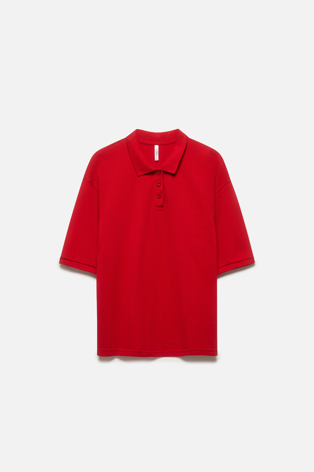 Футболка-поло хлопковая с застежкой на груди - цвет красный - 9