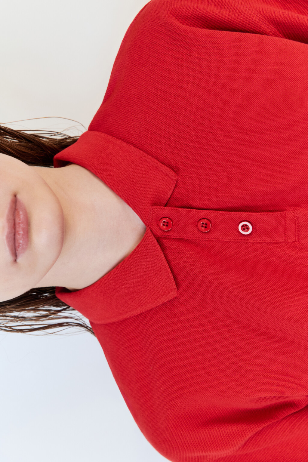 Футболка-поло хлопковая с застежкой на груди - цвет красный - 6