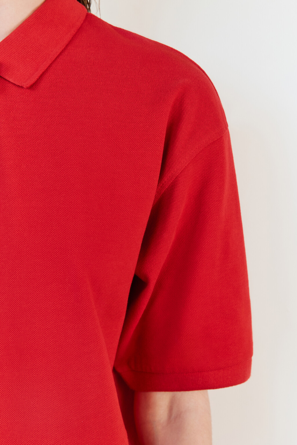 Футболка-поло хлопковая с застежкой на груди - цвет красный - 7
