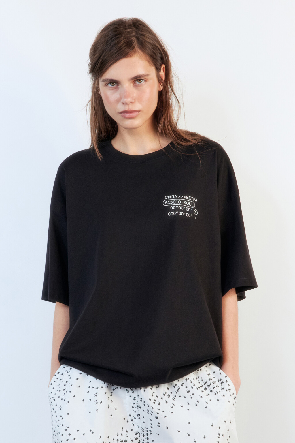 Футболка oversize хлопковая с принтом - цвет черный - 3