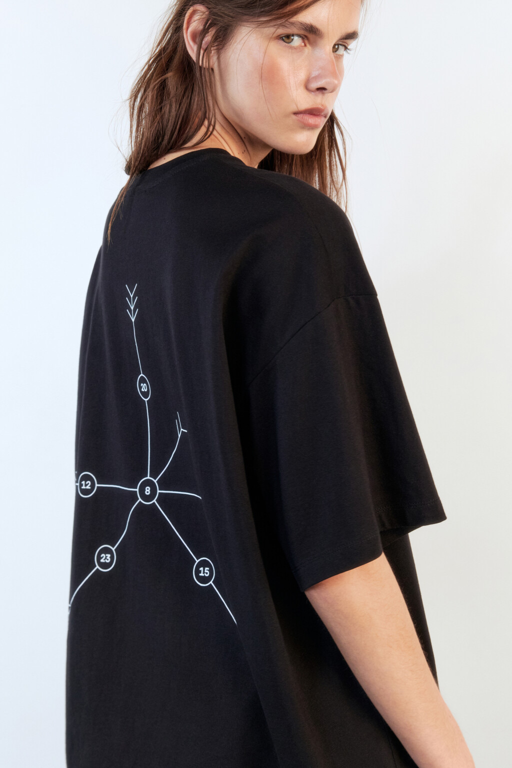 Футболка oversize хлопковая с принтом - цвет черный - 1