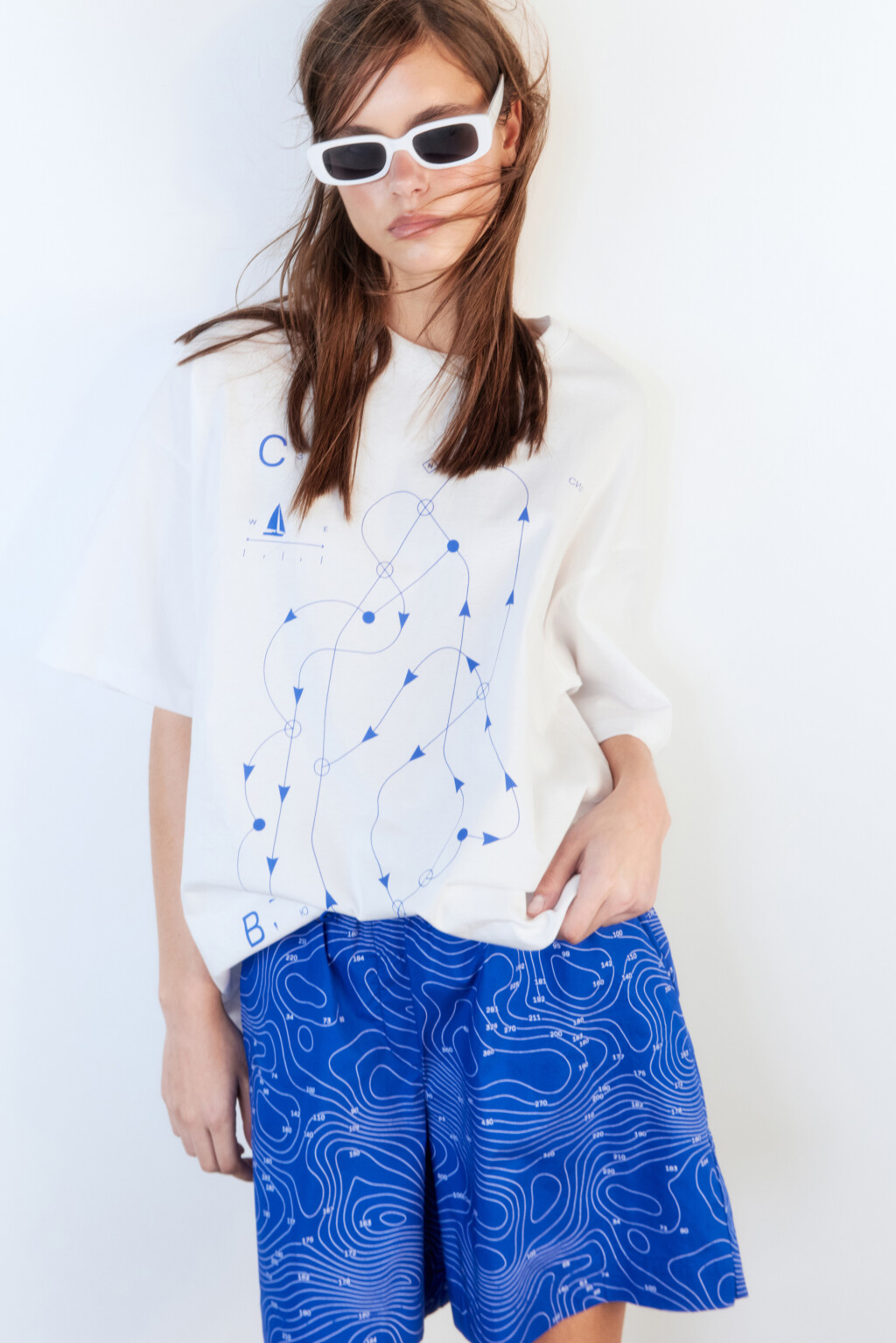 Футболка oversize хлопковая с принтом - цвет белый - 1