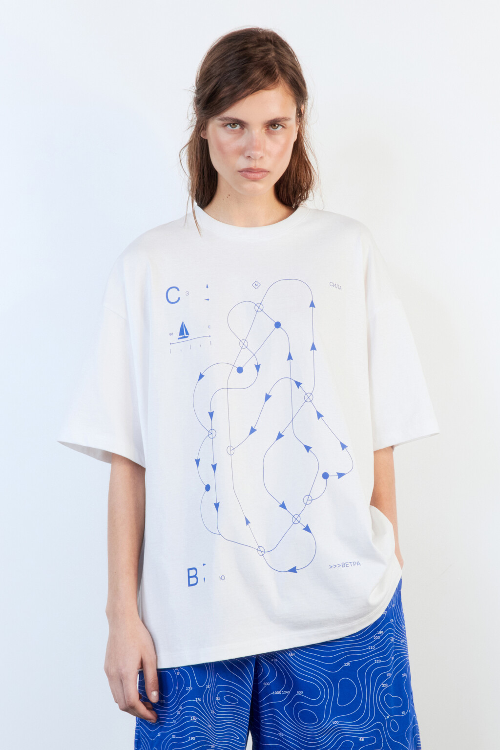 Футболка oversize хлопковая с принтом - цвет белый - 3