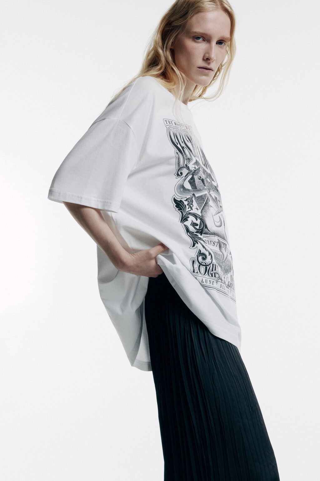 Футболка oversize с принтом в стиле гранж 2421120097, цвет: белый (5 ...