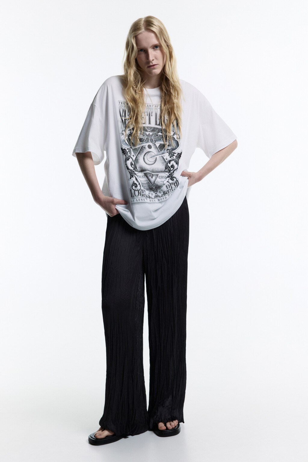 Футболка oversize с принтом в стиле гранж - цвет белый - 6