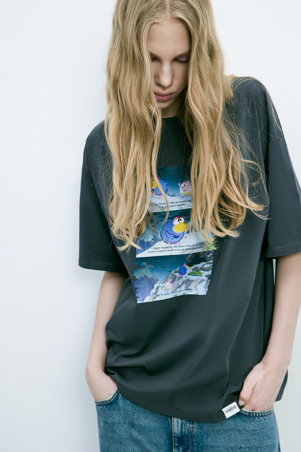 Футболка унисекс с принтом Смешарики - цвет серый - 11