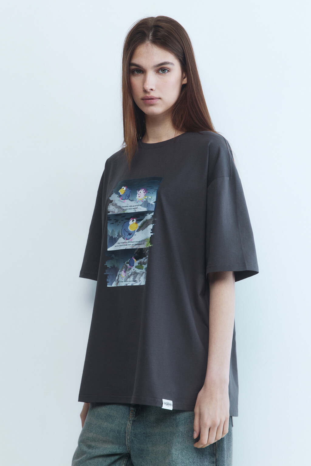 Футболка унисекс с принтом Смешарики - цвет серый - 3