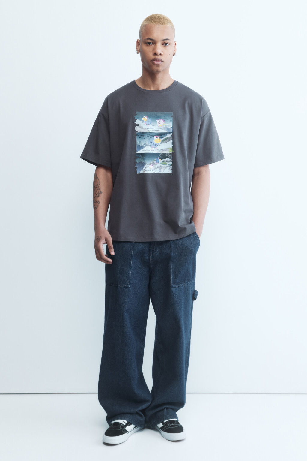 Футболка унисекс с принтом Смешарики - цвет серый - 9