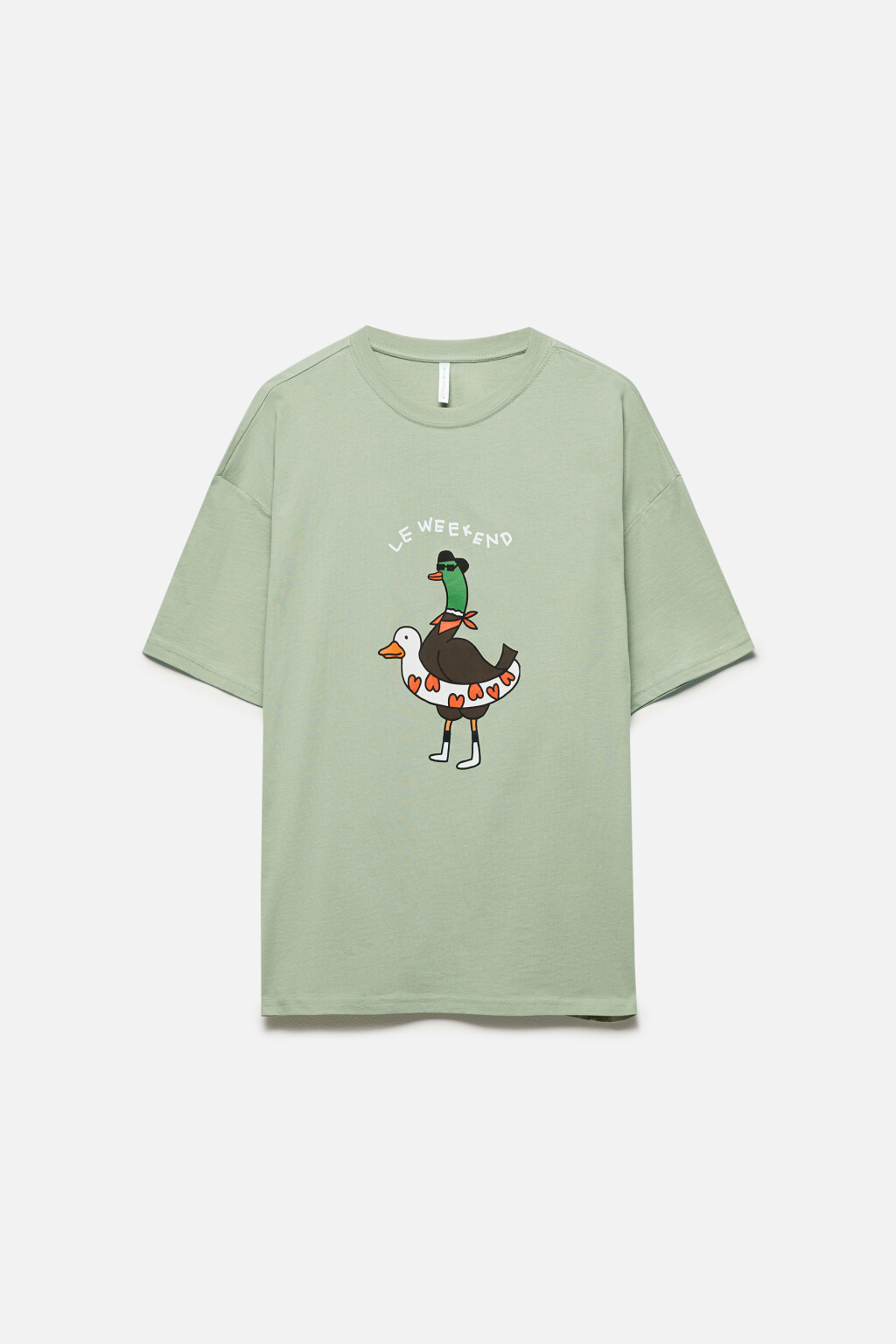 Футболка хлопковая с принтом и надписями - цвет зеленый - 8