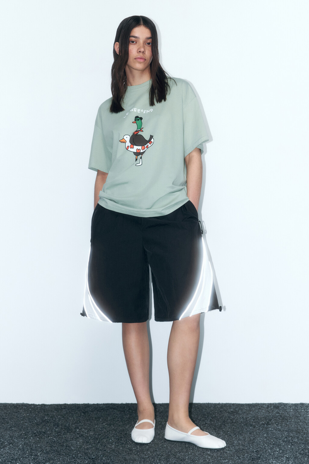 Футболка хлопковая с принтом и надписями - цвет зеленый - 5