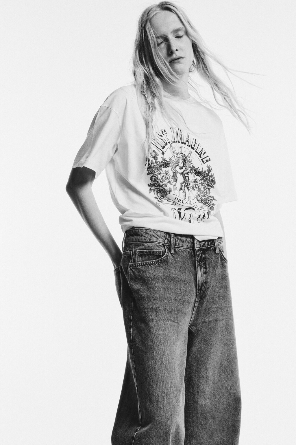 Футболка хлопковая удлиненная с принтом - цвет мультиколор - 1