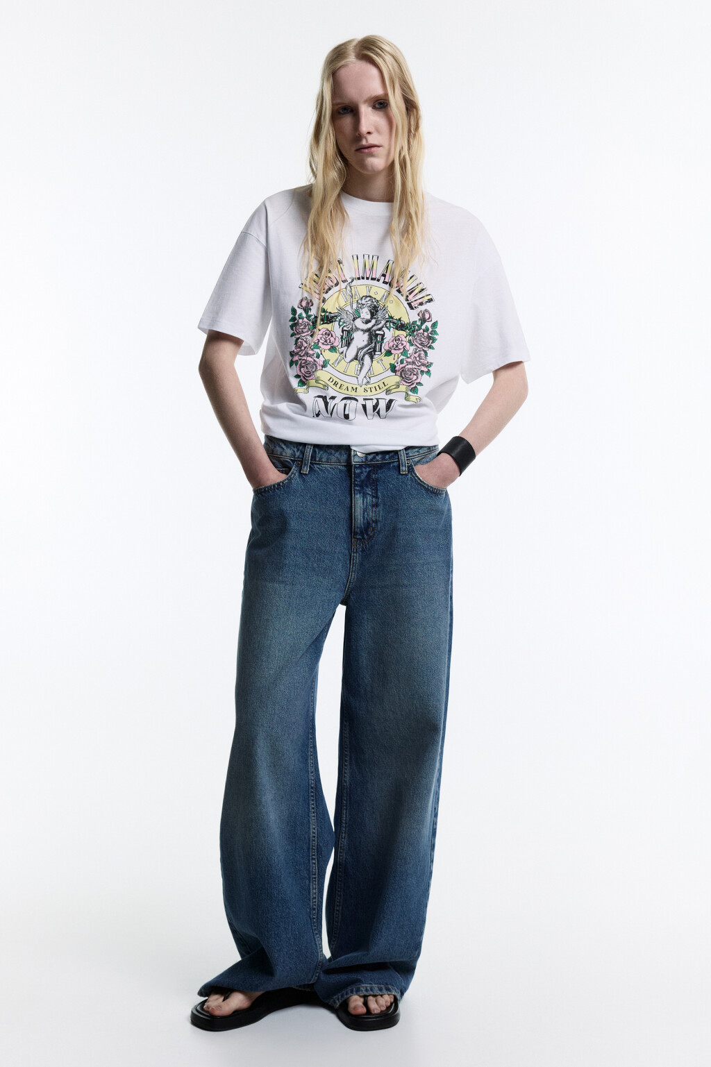 Футболка хлопковая удлиненная с принтом - цвет мультиколор - 7