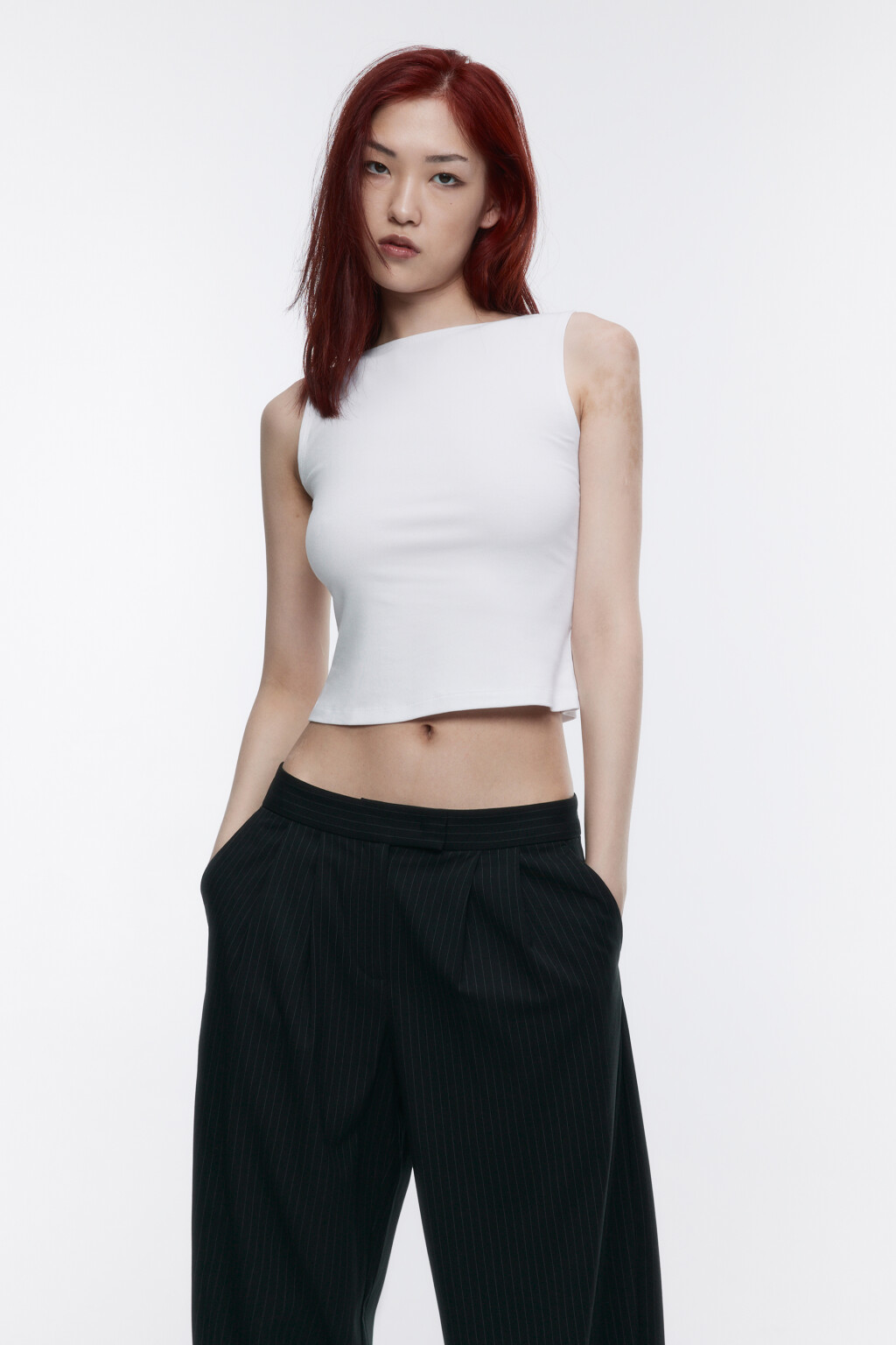 Майка приталенная из вискозы - цвет белый - 1