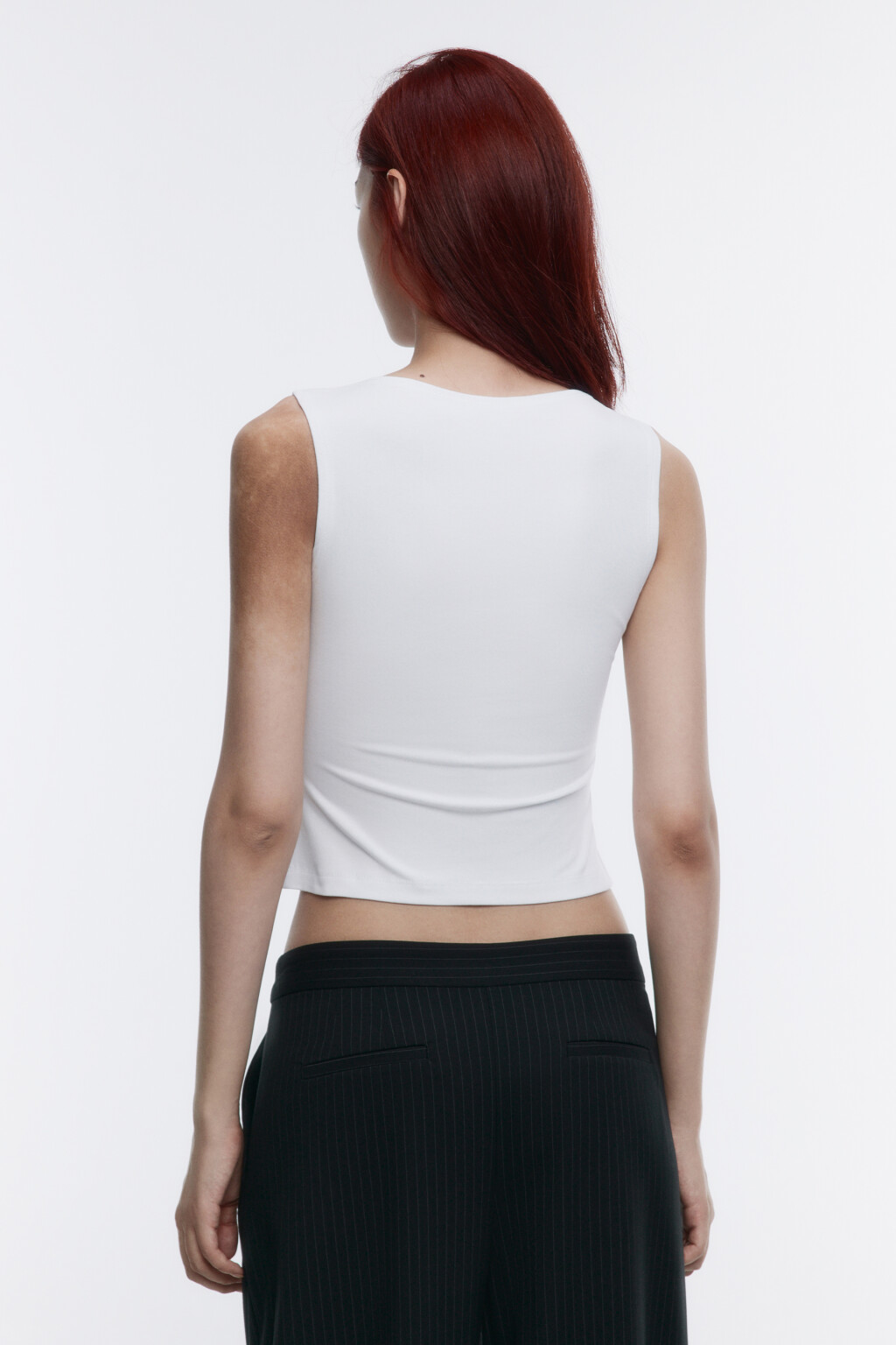 Майка приталенная из вискозы - цвет белый - 3