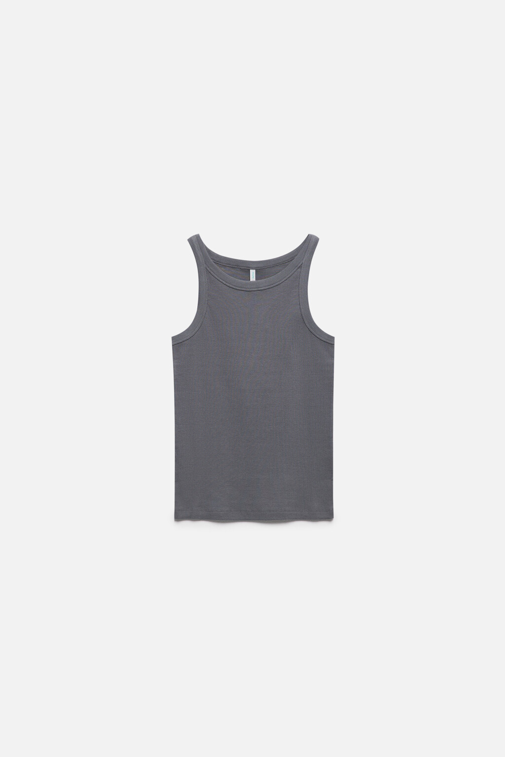 Майка в рубчик на узких бретелях - цвет серый - 8