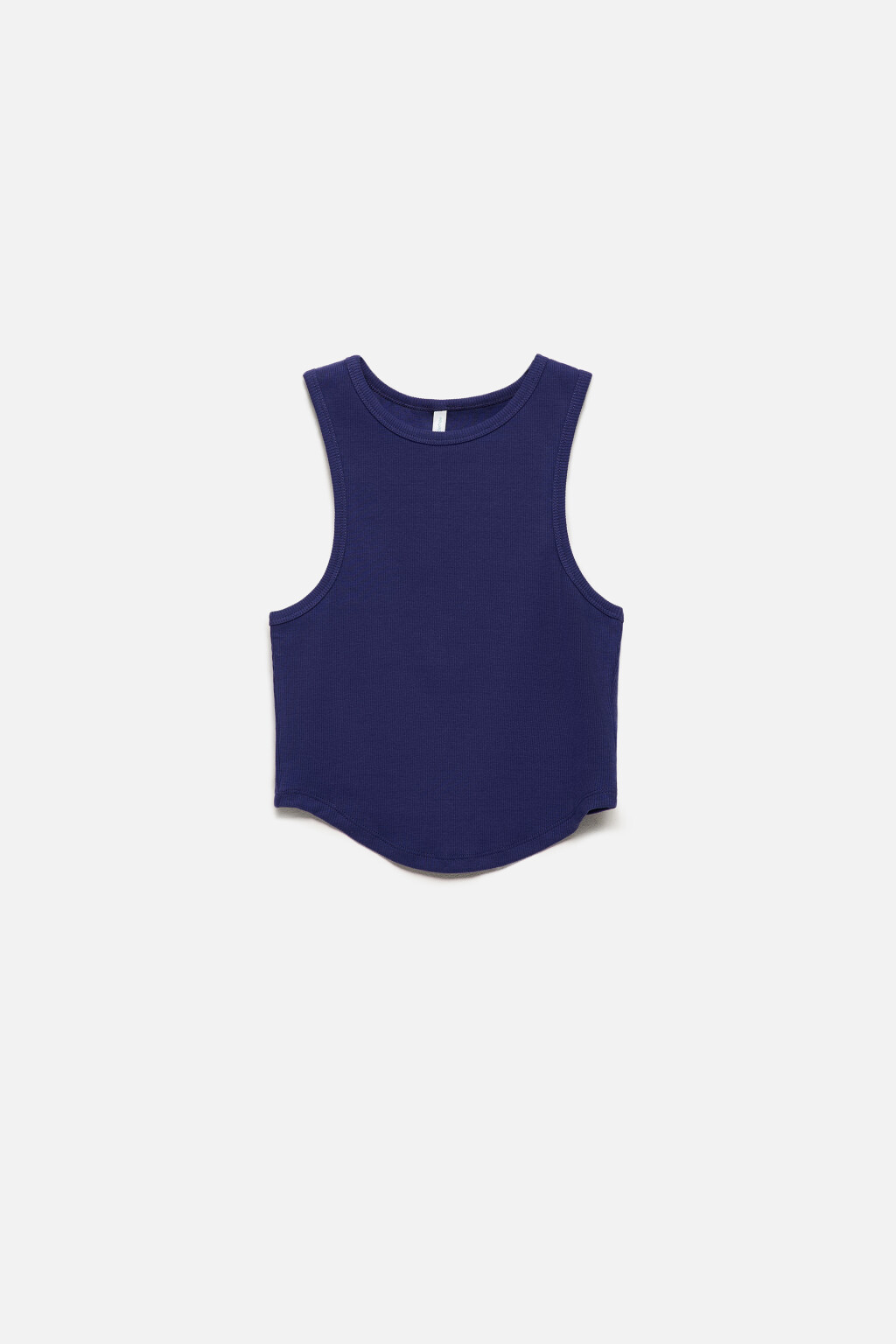 Майка-топ в рубчик с фигурным низом - цвет синий - 8