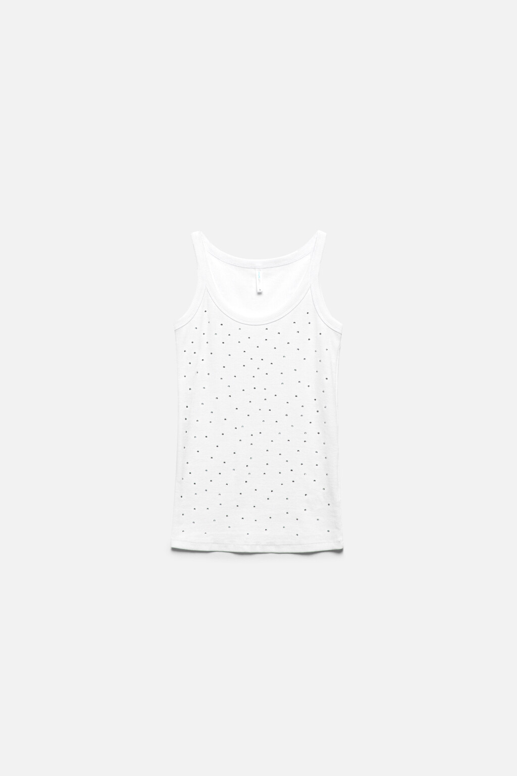 Майка облегающая в рубчик со стразами - цвет белый - 8