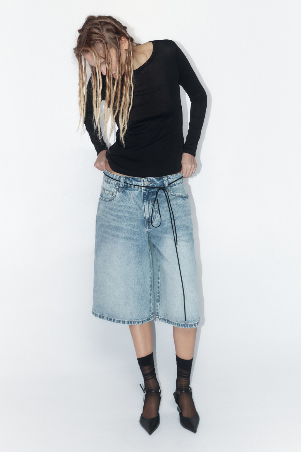 Лонгслив приталенный из хлопка - цвет черный - 1