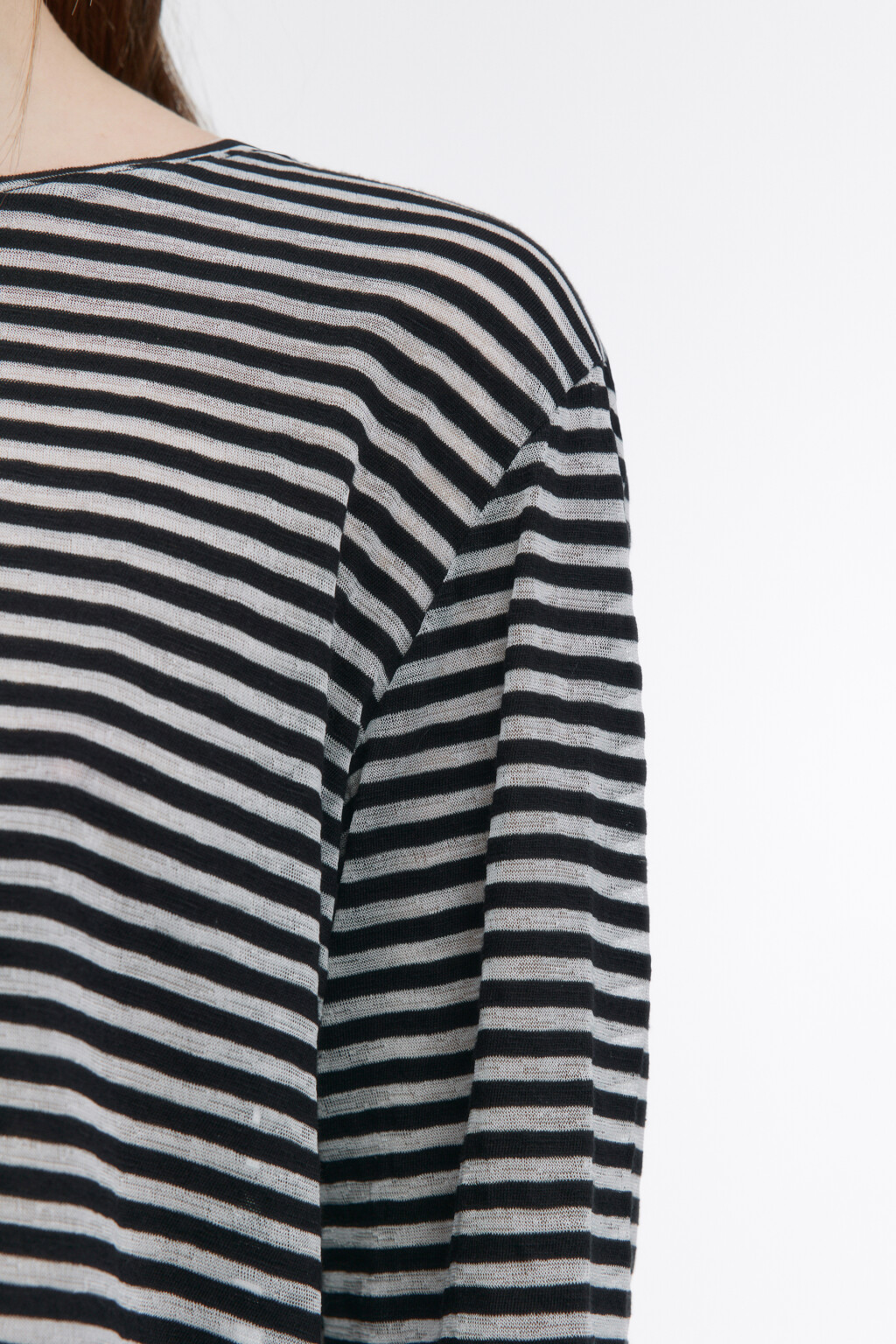 Лонгслив трикотажный в полоску - цвет черный - 7