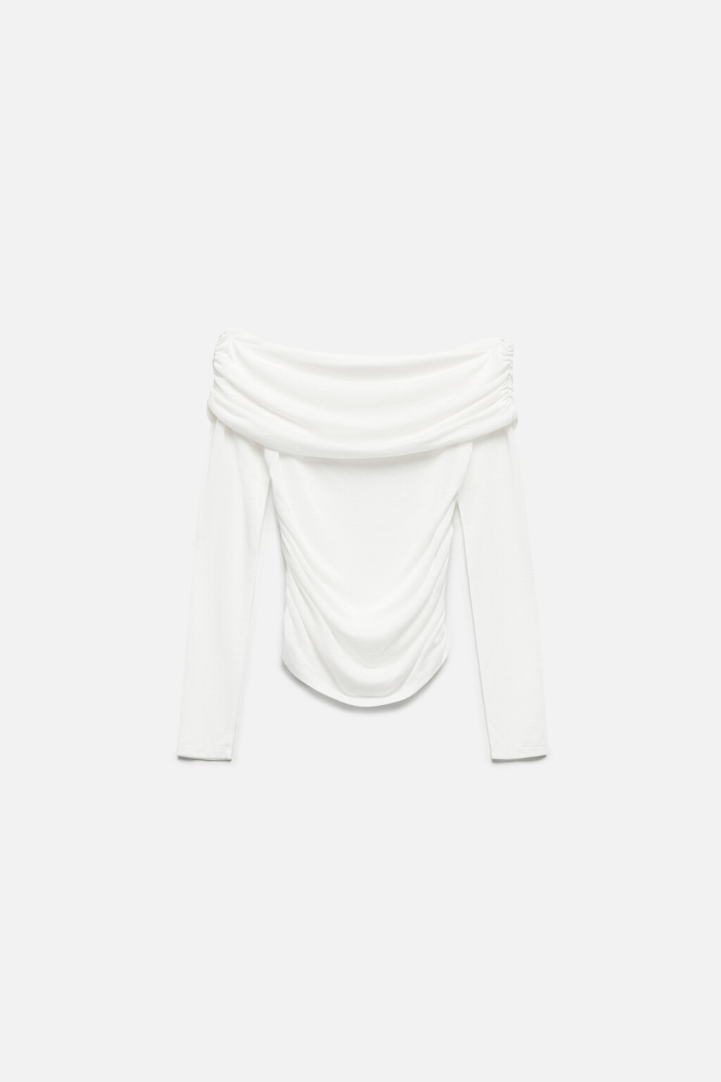 Блузка-лонгслив с открытыми плечами - цвет белый - 8