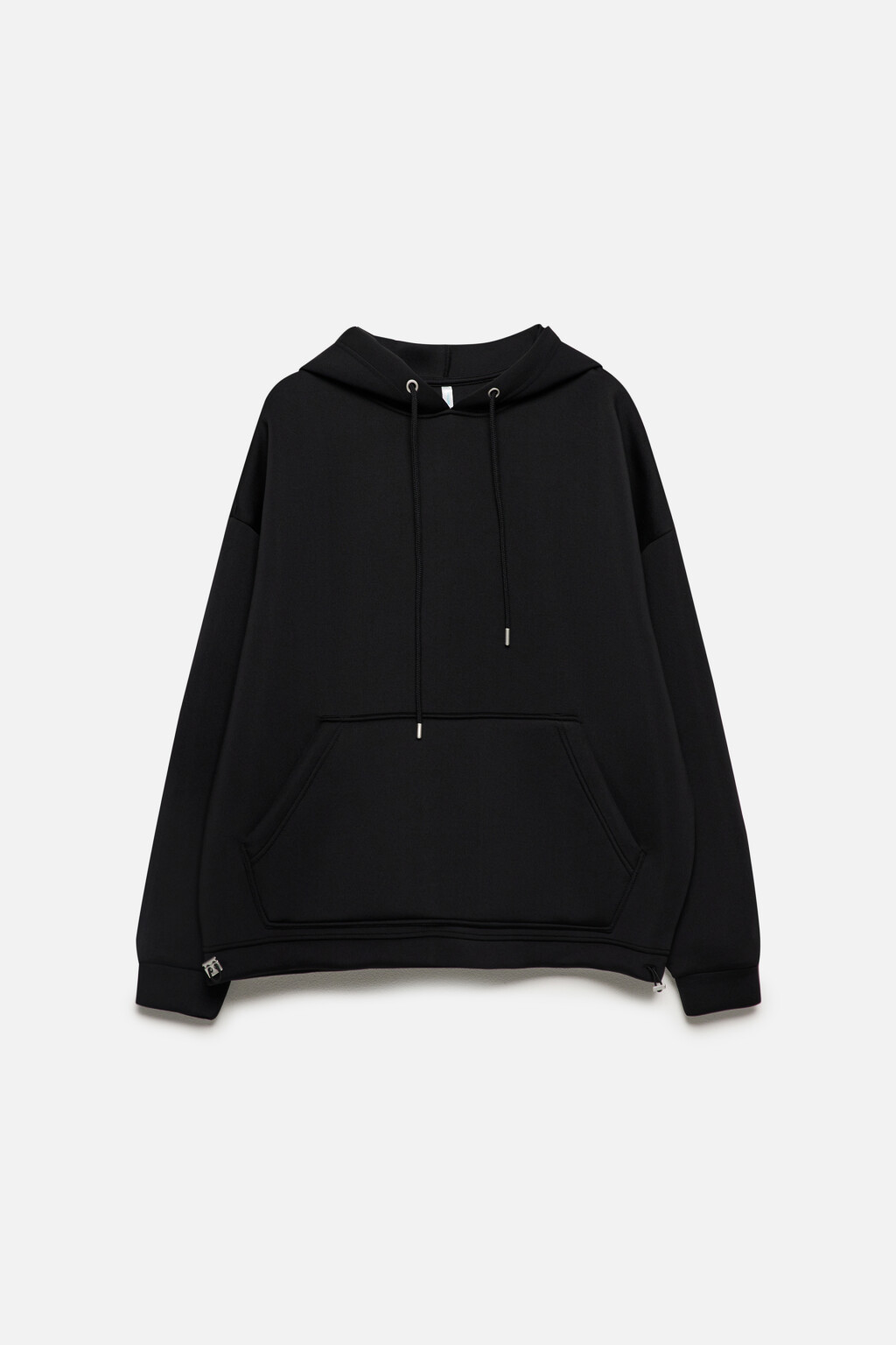 Худи oversize из неопрена с утяжками по низу - цвет черный - 10