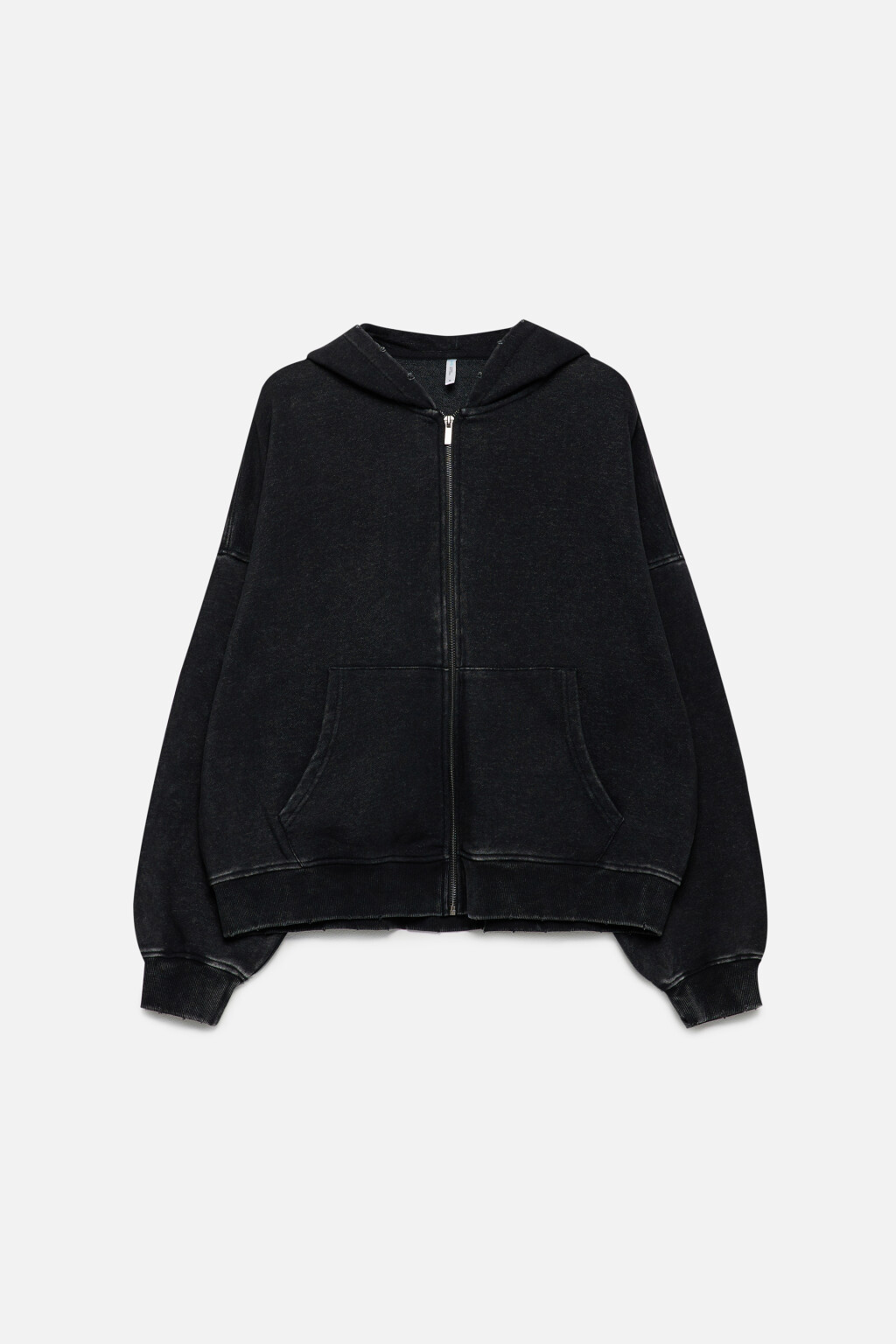 Худи на молнии из футера с вареным эффектом - цвет серый - 9