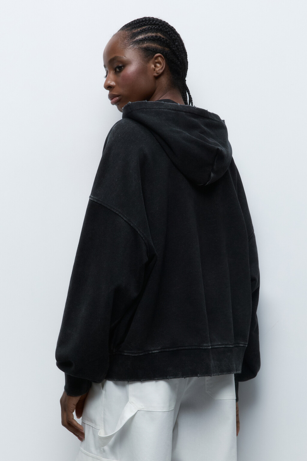 Худи на молнии из футера с вареным эффектом - цвет серый - 3