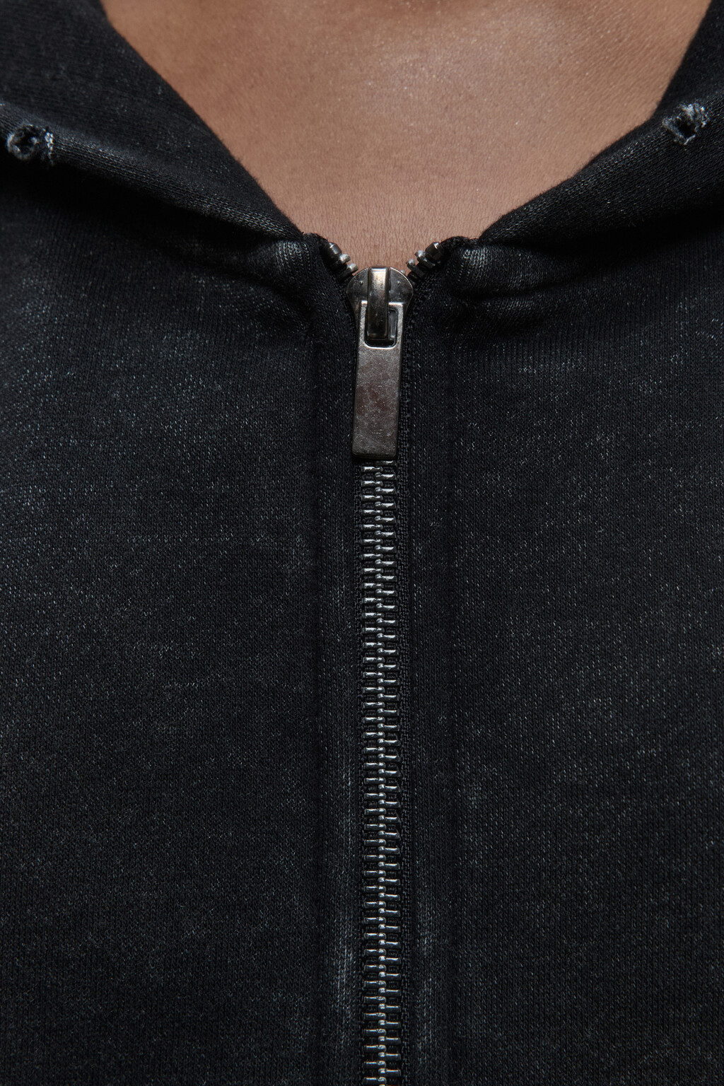 Худи на молнии из футера с вареным эффектом - цвет серый - 6