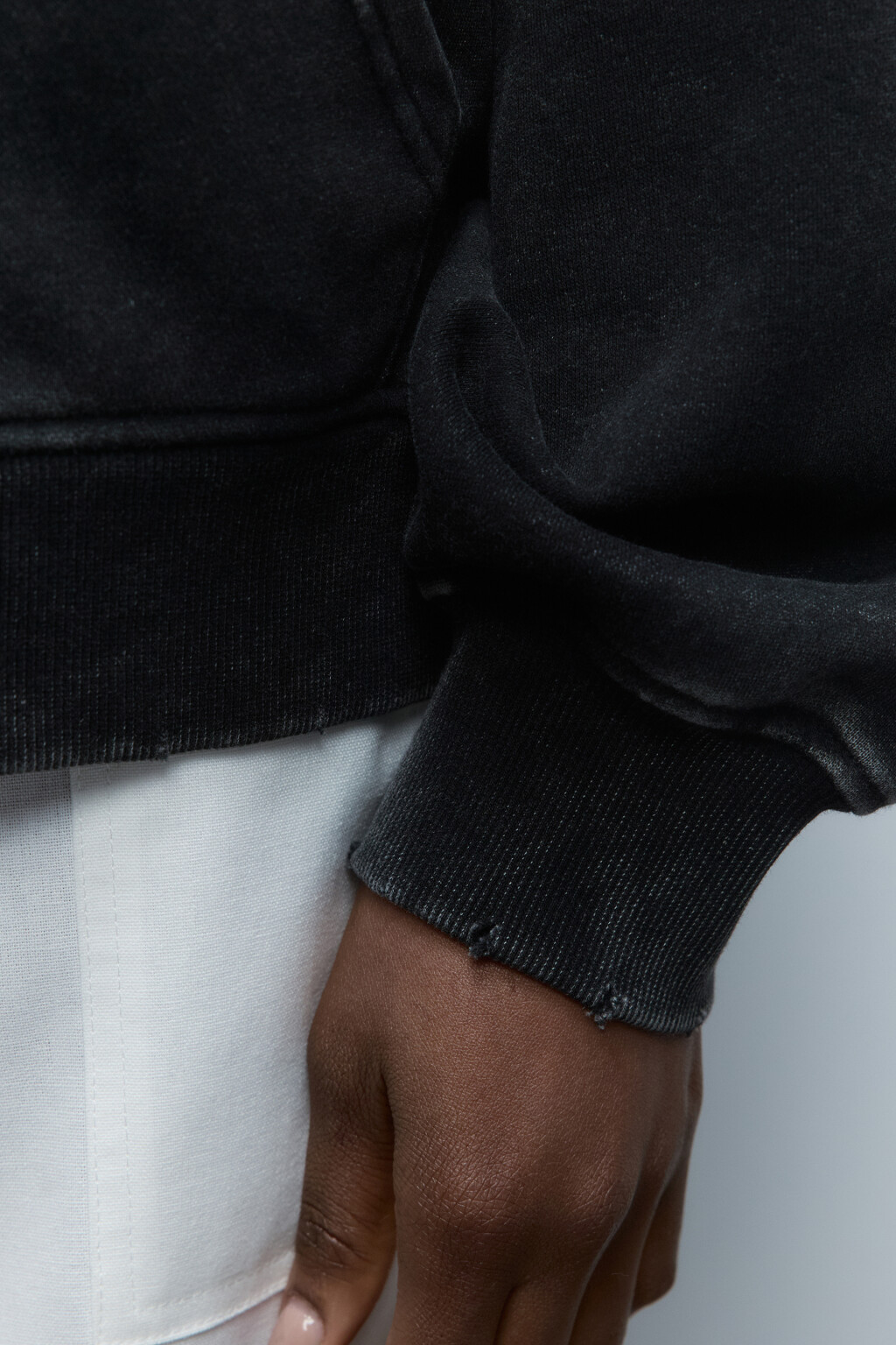 Худи на молнии из футера с вареным эффектом - цвет серый - 7