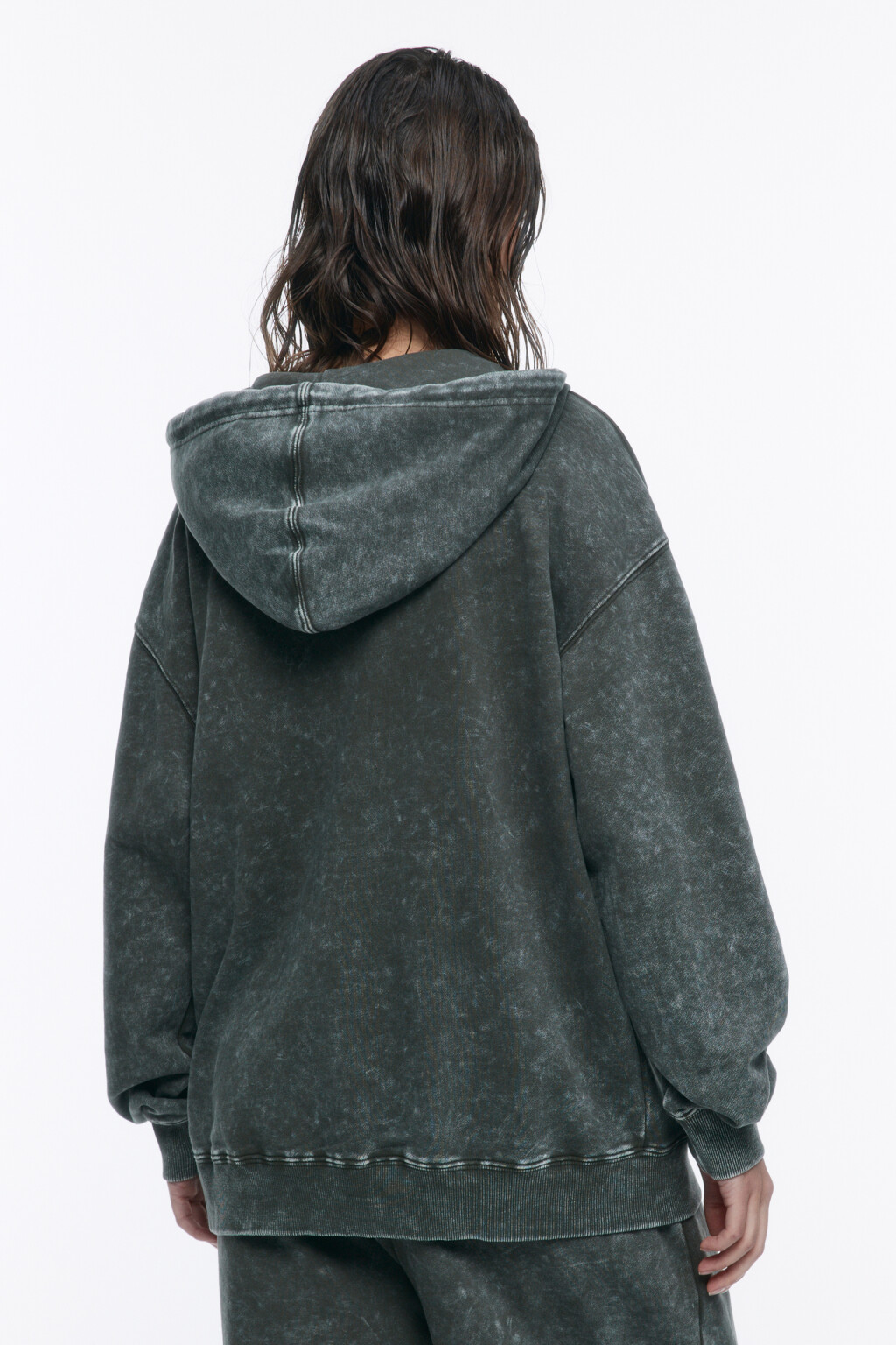 Толстовка на молнии с вареным эффектом - цвет зеленый - 3