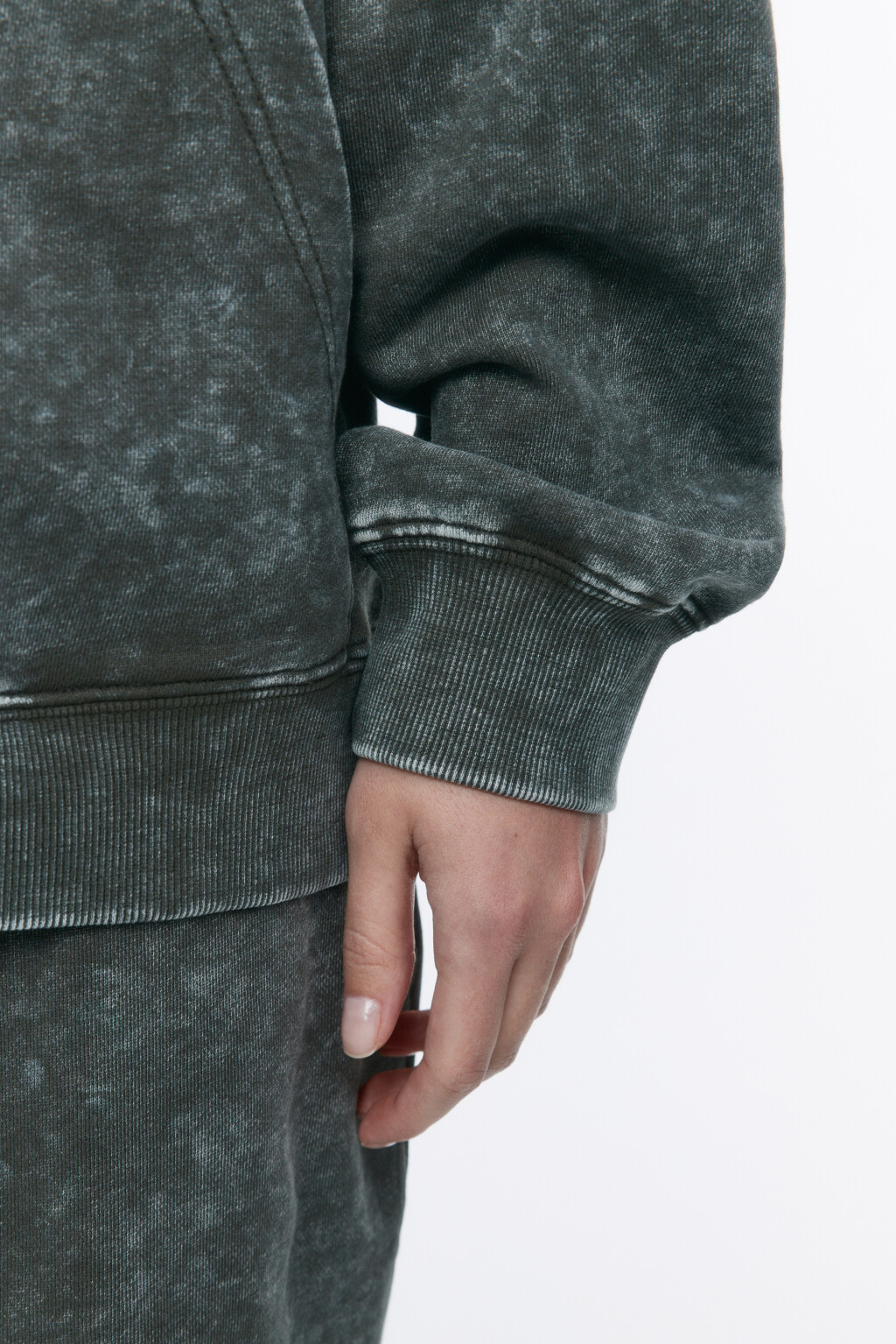 Толстовка на молнии с вареным эффектом - цвет зеленый - 7