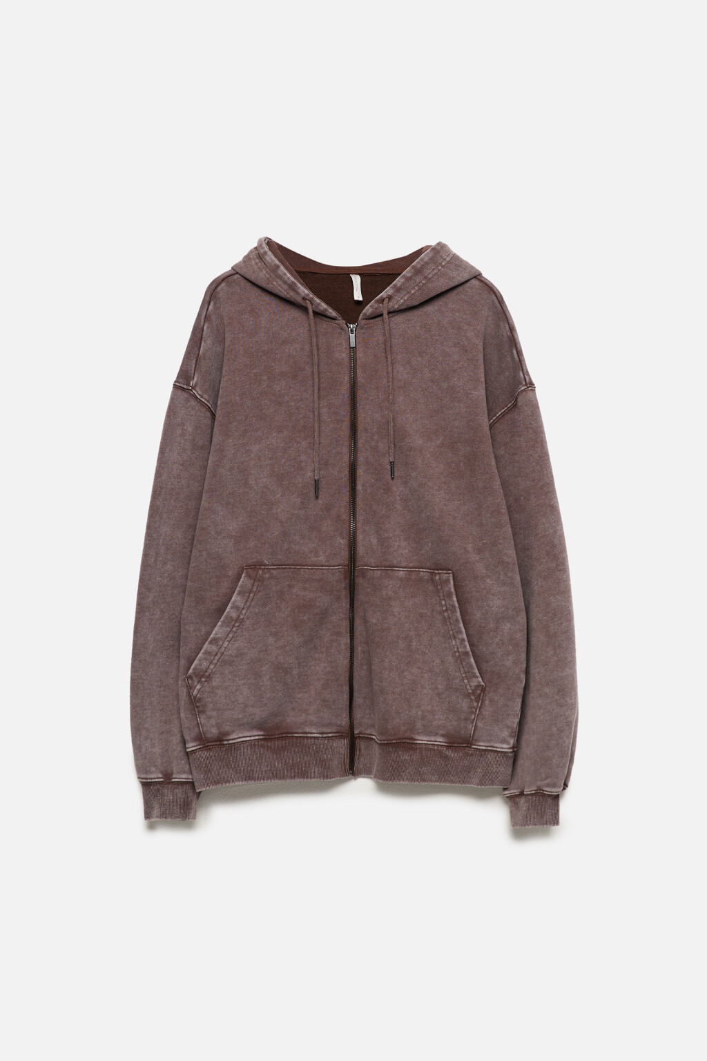 Толстовка на молнии с вареным эффектом - цвет коричневый - 9
