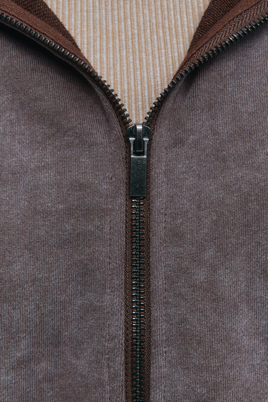Толстовка на молнии с вареным эффектом - цвет коричневый - 6