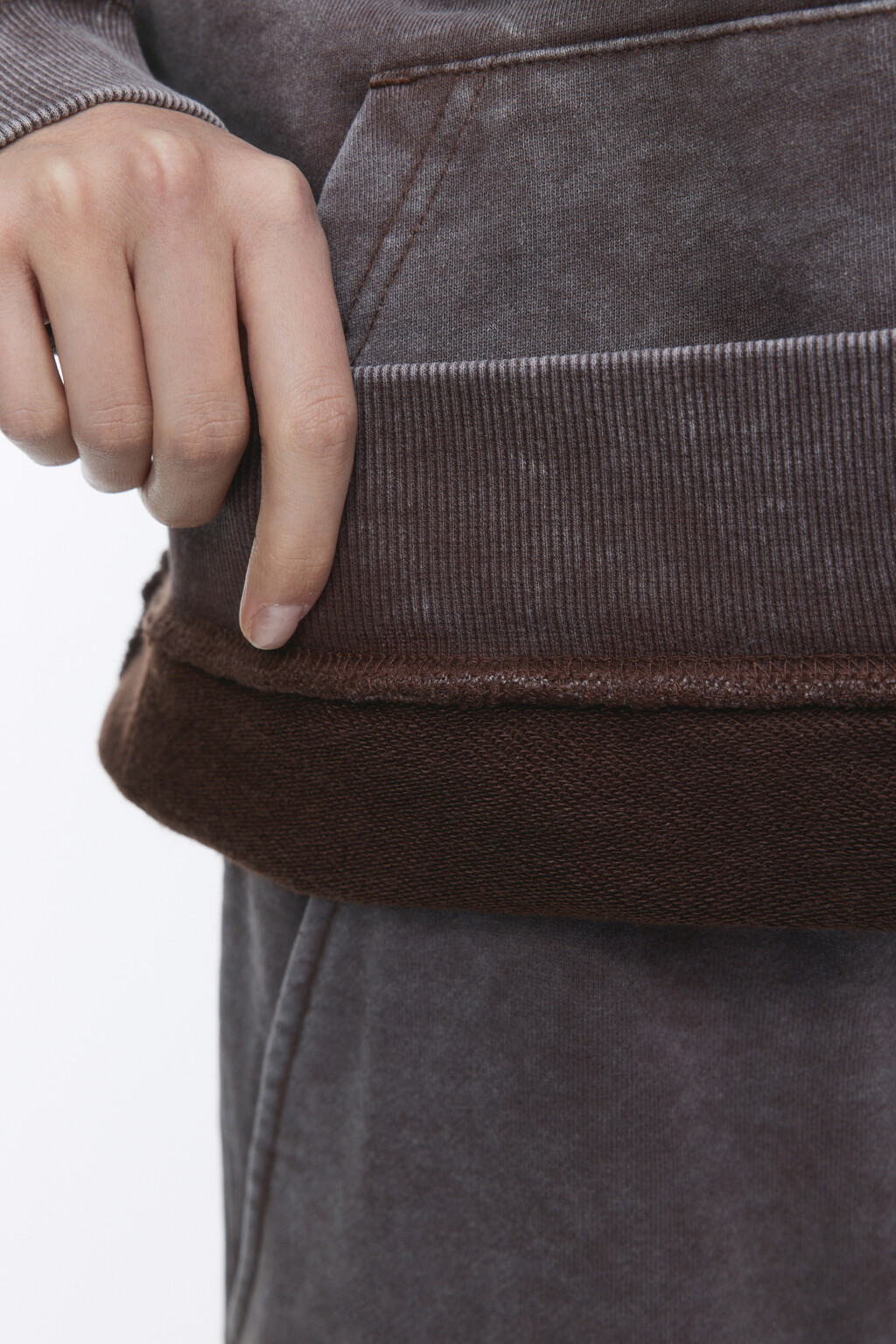 Толстовка на молнии с вареным эффектом - цвет коричневый - 8