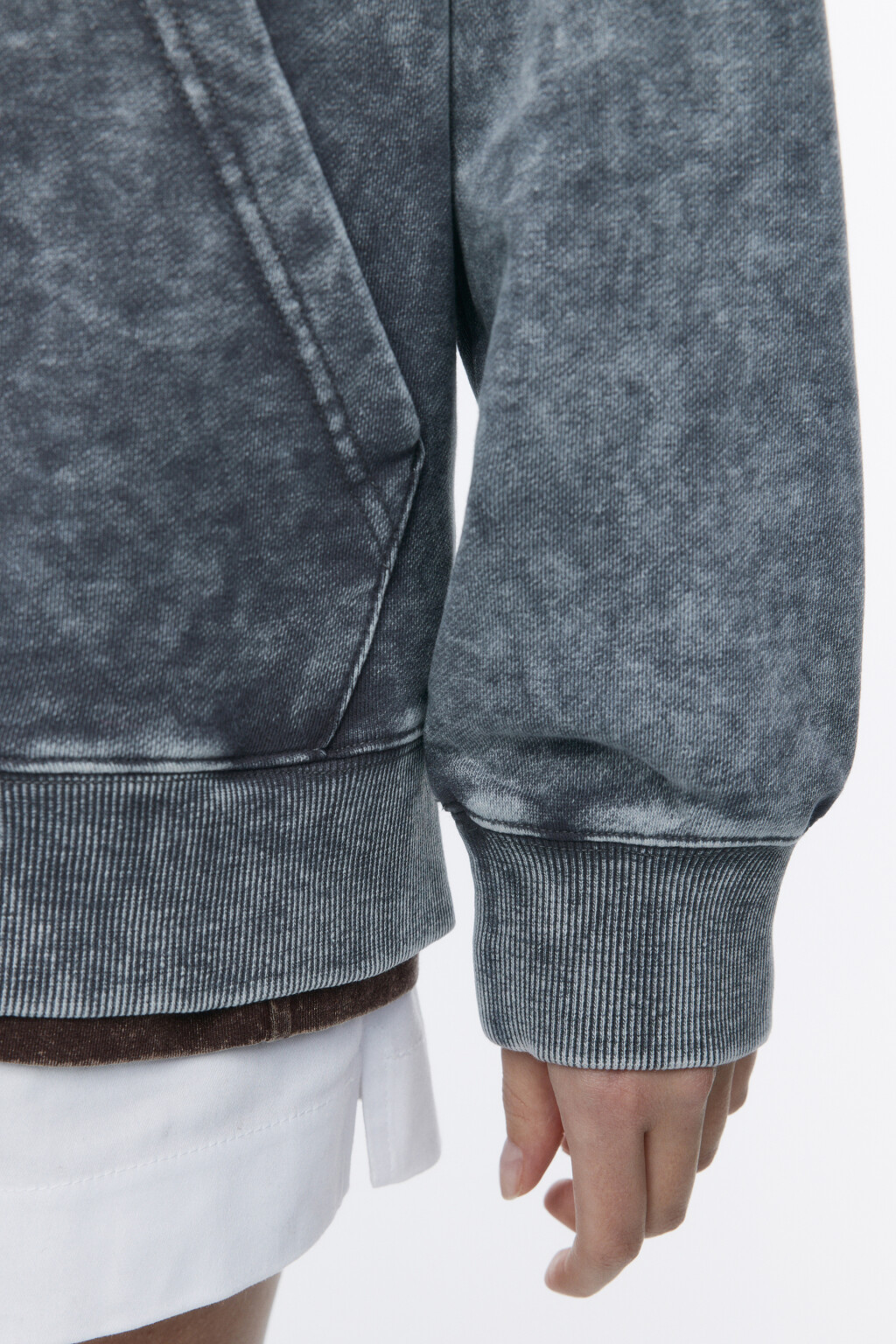Толстовка на молнии с вареным эффектом - цвет серый - 8