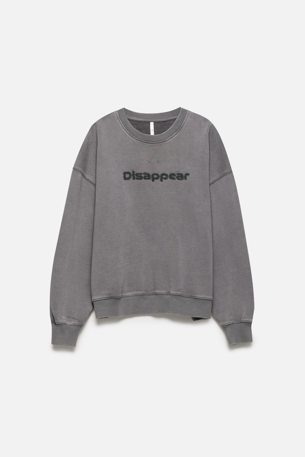 Свитшот из футера со стиркой и принтом - цвет серый - 9