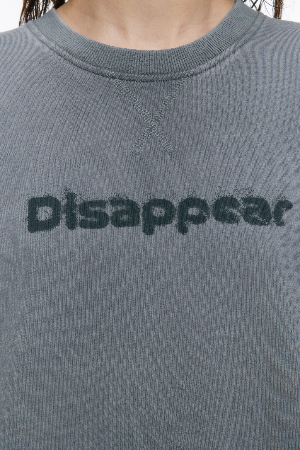 Свитшот из футера со стиркой и принтом - цвет серый - 6
