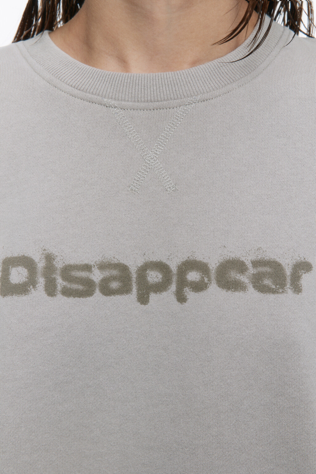 Свитшот из футера со стиркой и принтом - цвет бежевый - 6