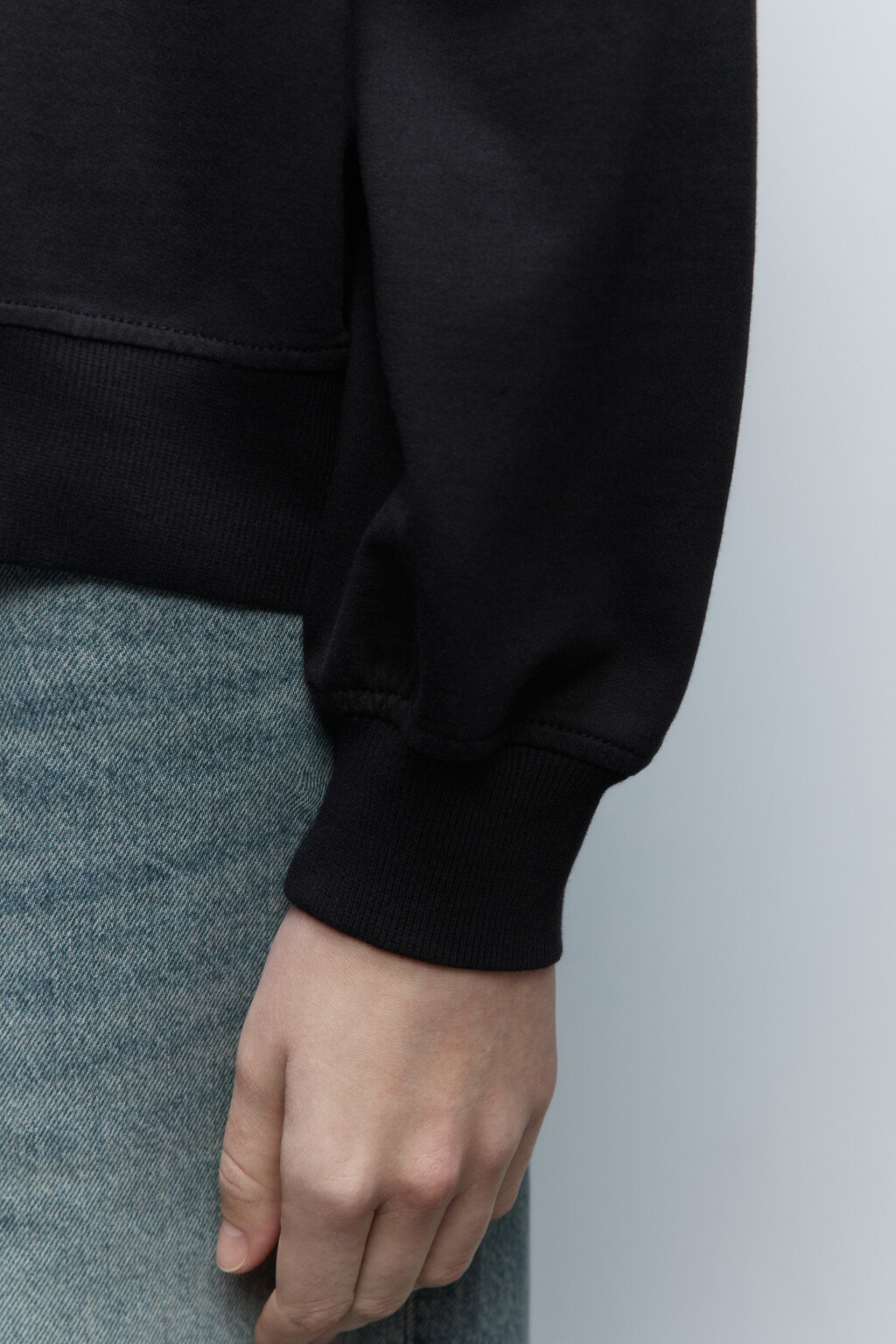 Свитшот базовый из хлопкового футера - цвет черный - 7