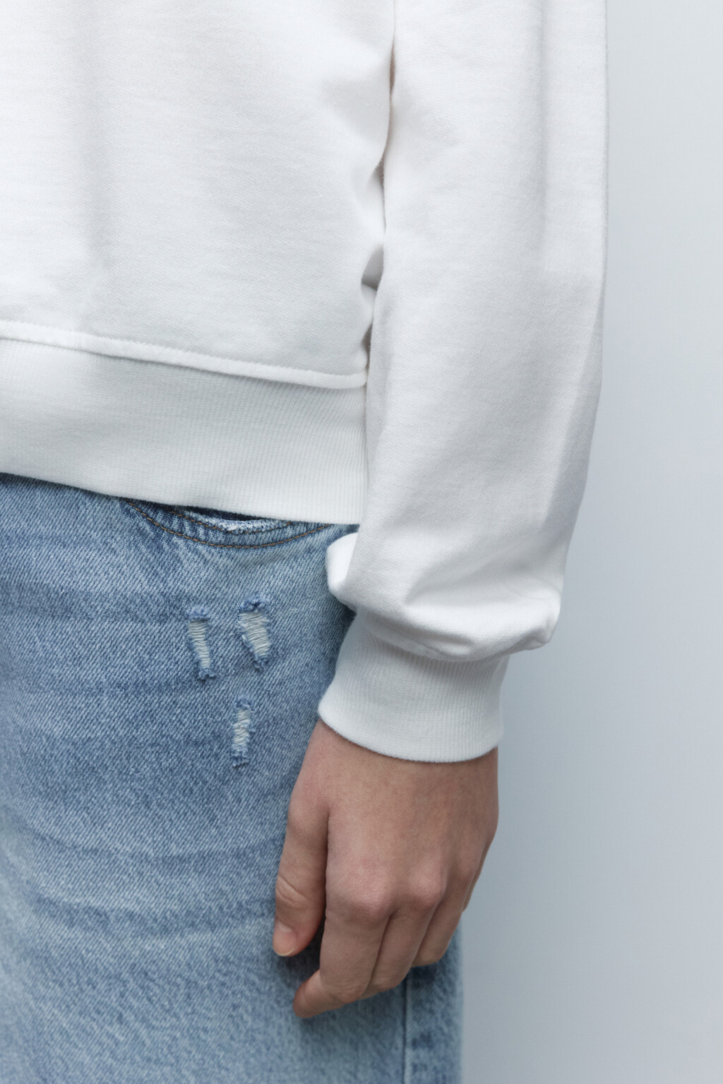 Свитшот базовый из хлопкового футера - цвет молочный - 7