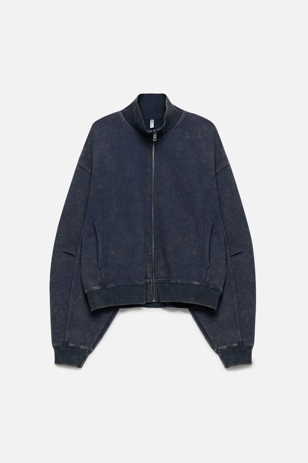 Худи-зипка из футера с вареным эффектом - цвет синий - 12