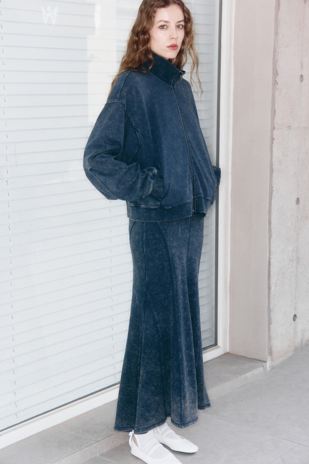 Худи-зипка из футера с вареным эффектом - цвет синий - 10