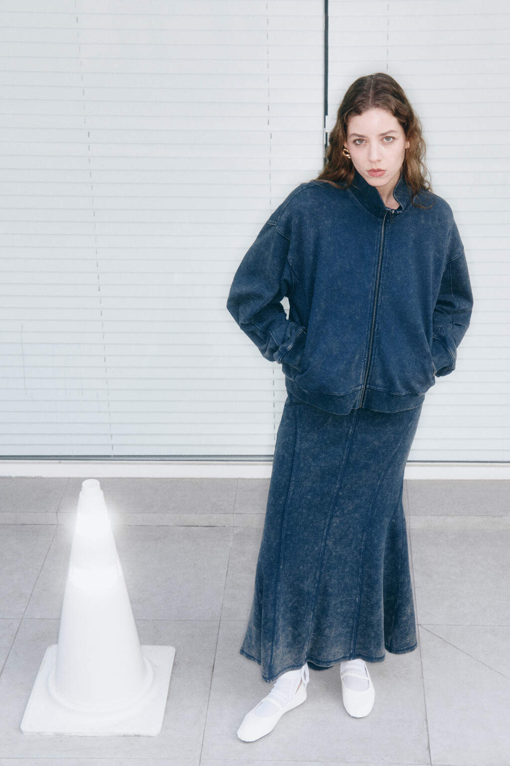 Худи-зипка из футера с вареным эффектом - цвет синий - 11