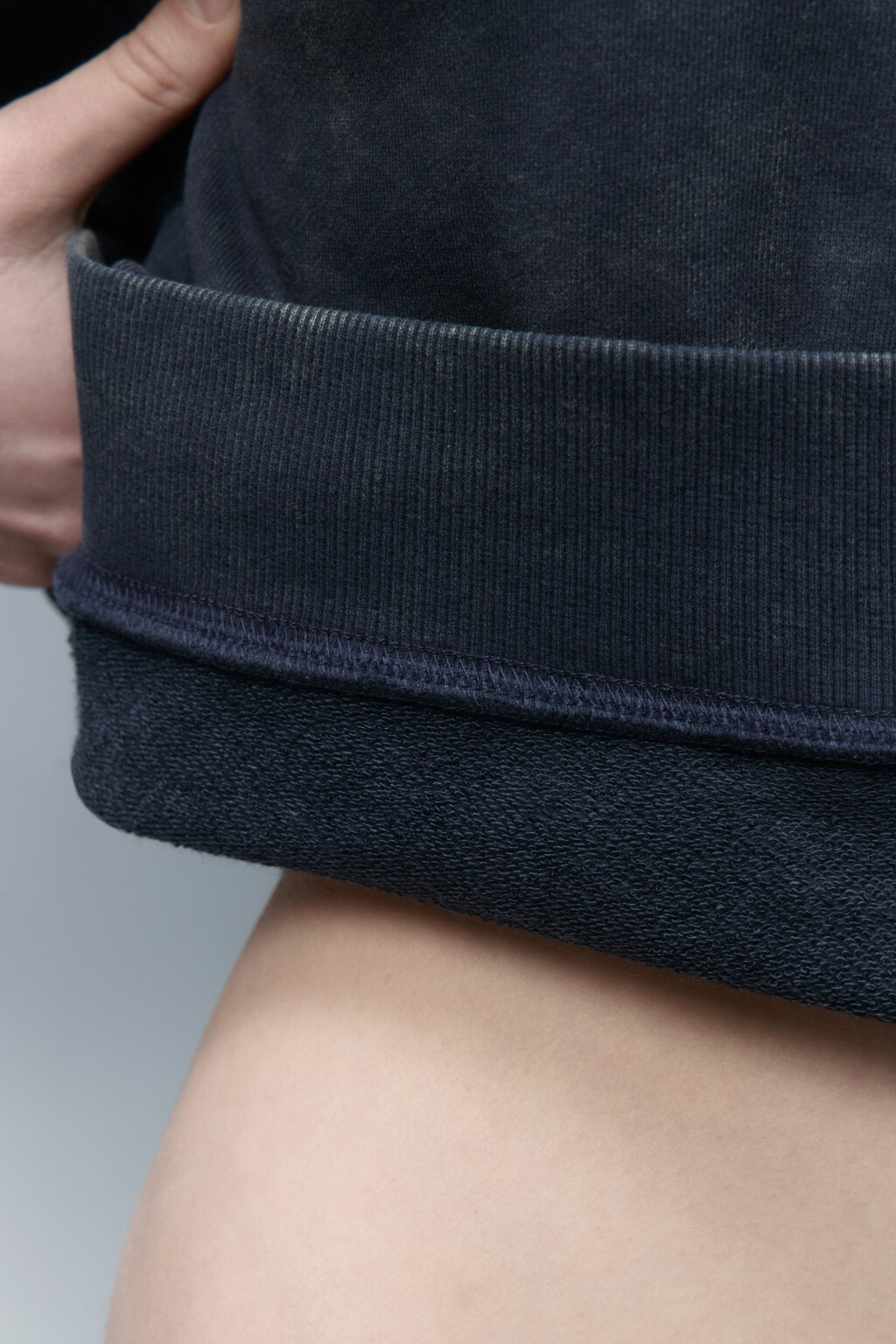 Худи-зипка из футера с вареным эффектом - цвет синий - 8